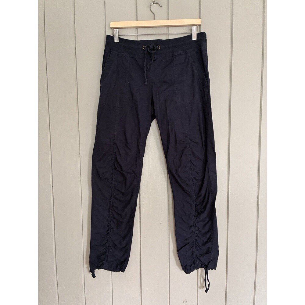 XCVI Wearables Jules Straight Ruched Pants M Medium Navy Blue Pull-On
